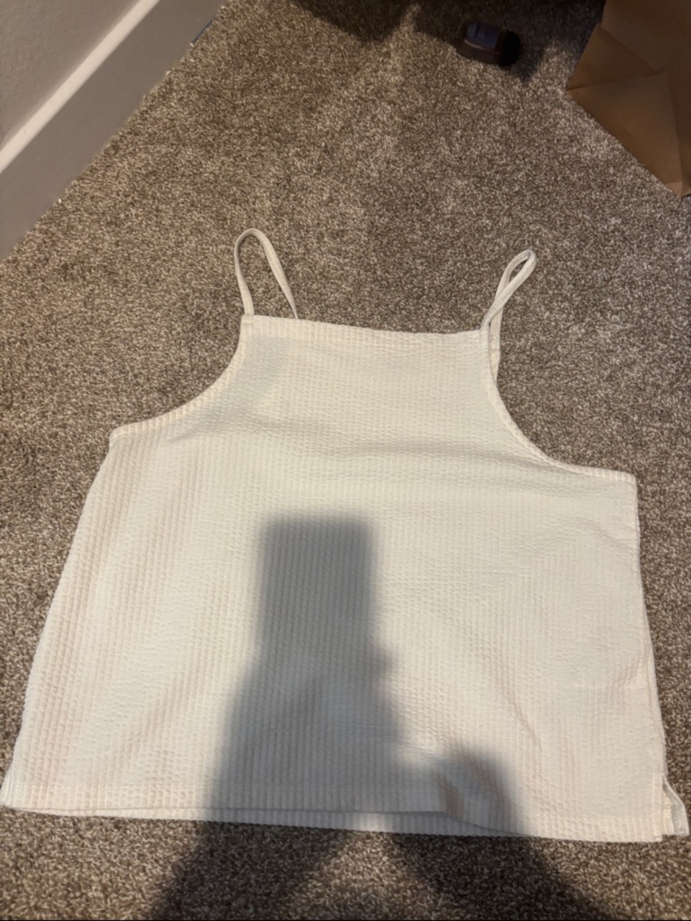 Madewell White Textured Square-Neck Camisole
